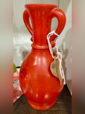 Red Ceramic Accent Vase - Elegant Home Accent
